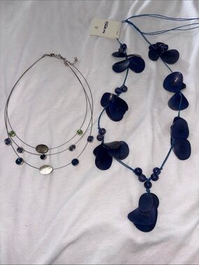 Blue Petal Bead Statement Necklace - Nine West